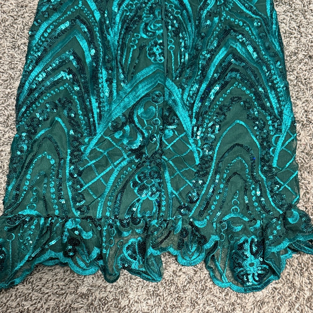 PrettyLittleThing Teal Sequin Dress - Picture 5 of 6
